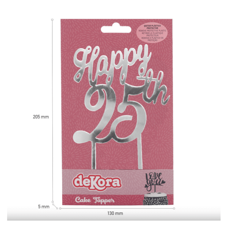 Topper Silver Happy 25th Anniversary Cake CraftCake Craft